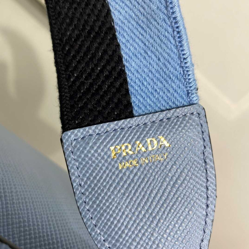 pra*a monoCh*0me saffiano leather bag blue
