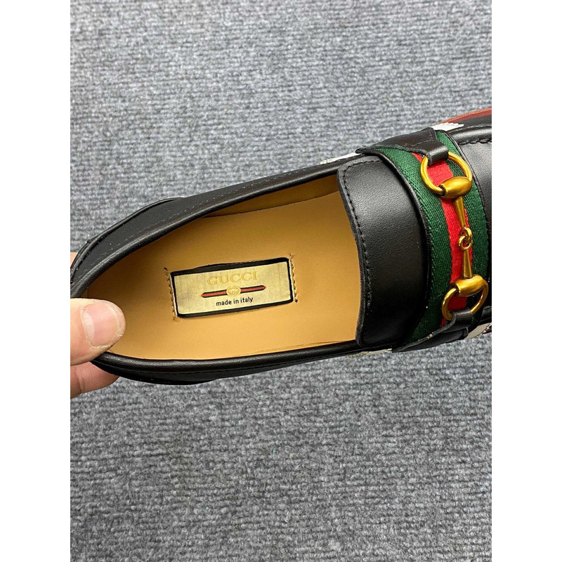 G*u*i horsebit leather loafers in black
