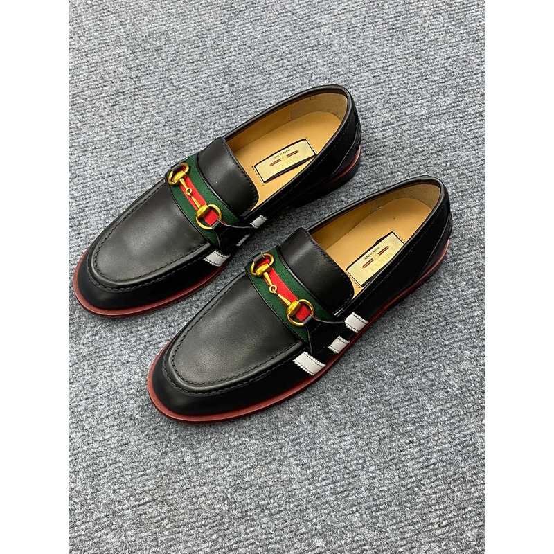G*u*i horsebit leather loafers in black