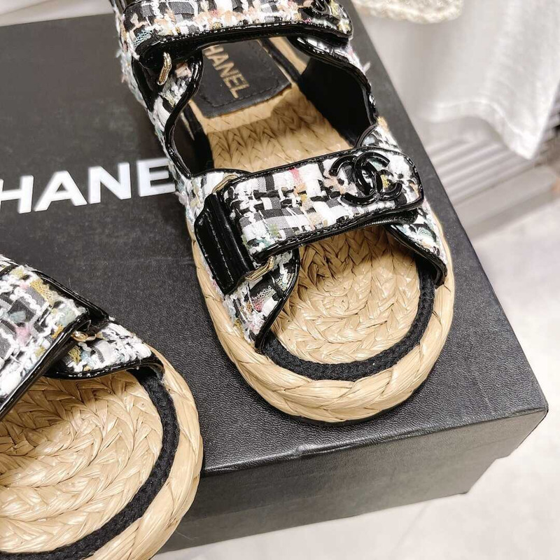 Ch*el summer flat sandal black