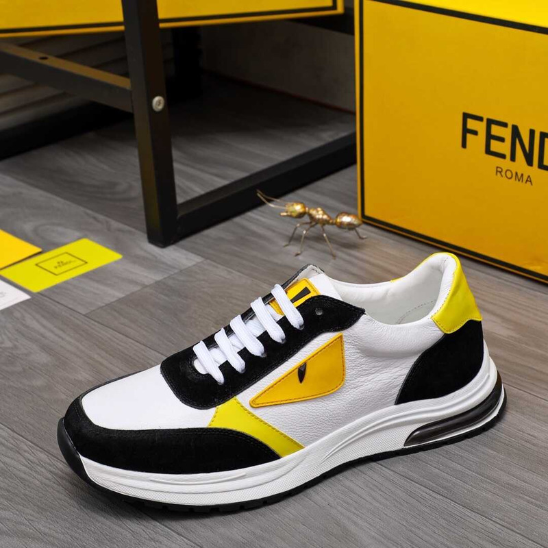F**di white leather spiked low top sneakers