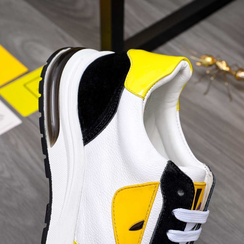 F**di white leather spiked low top sneakers