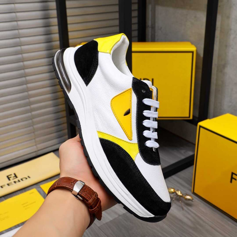 F**di white leather spiked low top sneakers