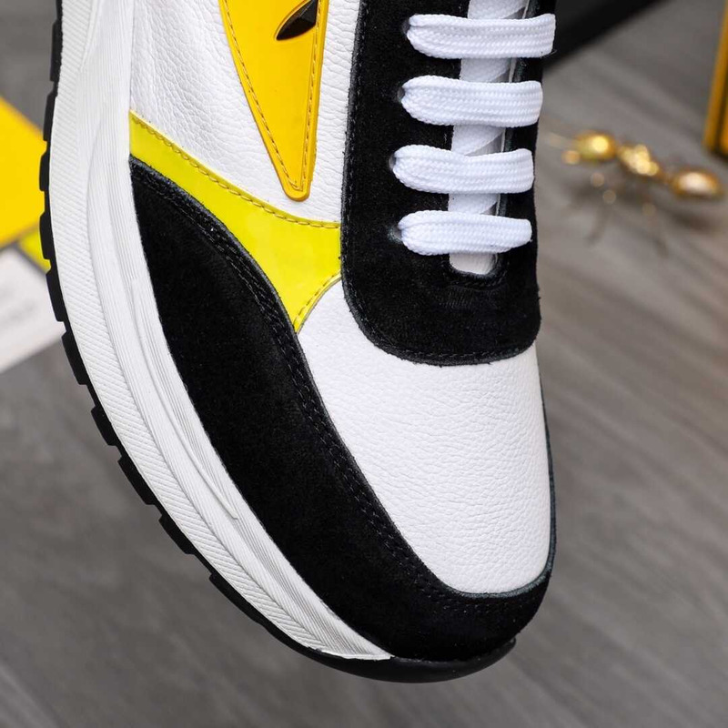 F**di white leather spiked low top sneakers