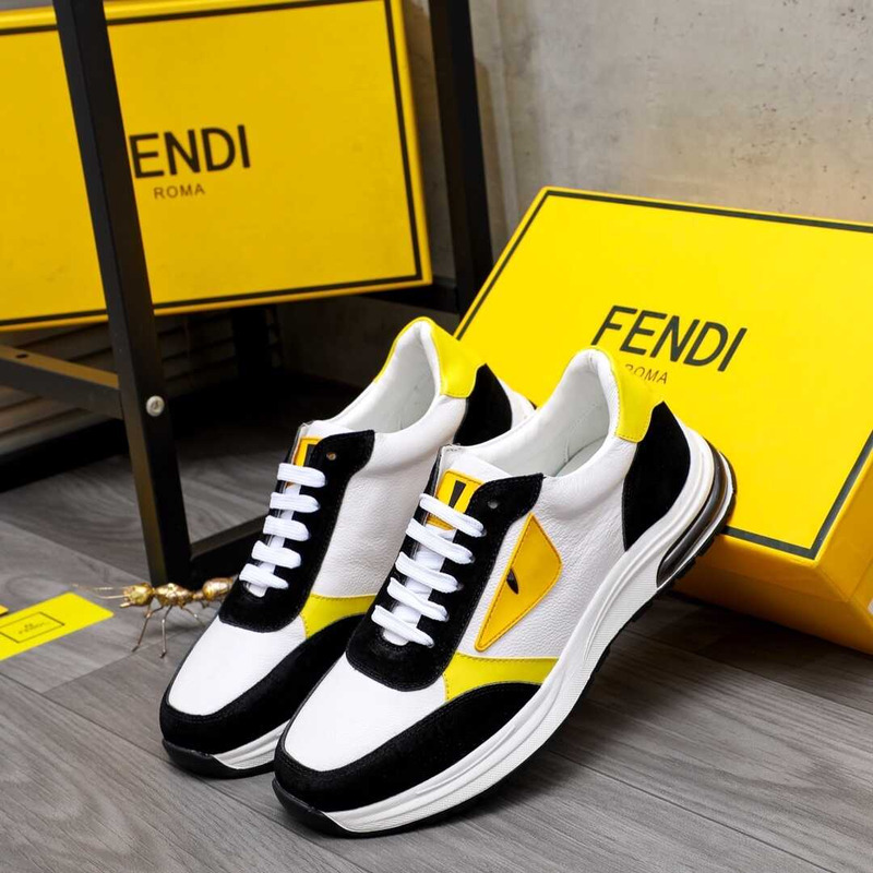 F**di white leather spiked low top sneakers