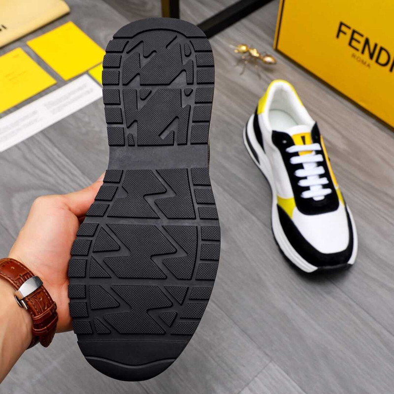 F**di white leather spiked low top sneakers