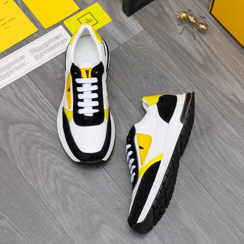 F**di white leather spiked low top sneakers