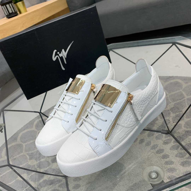 Giuseppe Zanotti Frankie Crocodile Embossed Low-Top Sneakers White