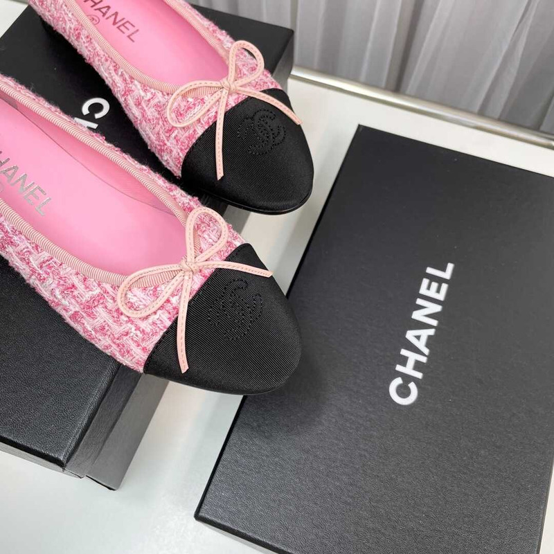 Ch*el sequined cotton guipure lace and grosgrain pink and black