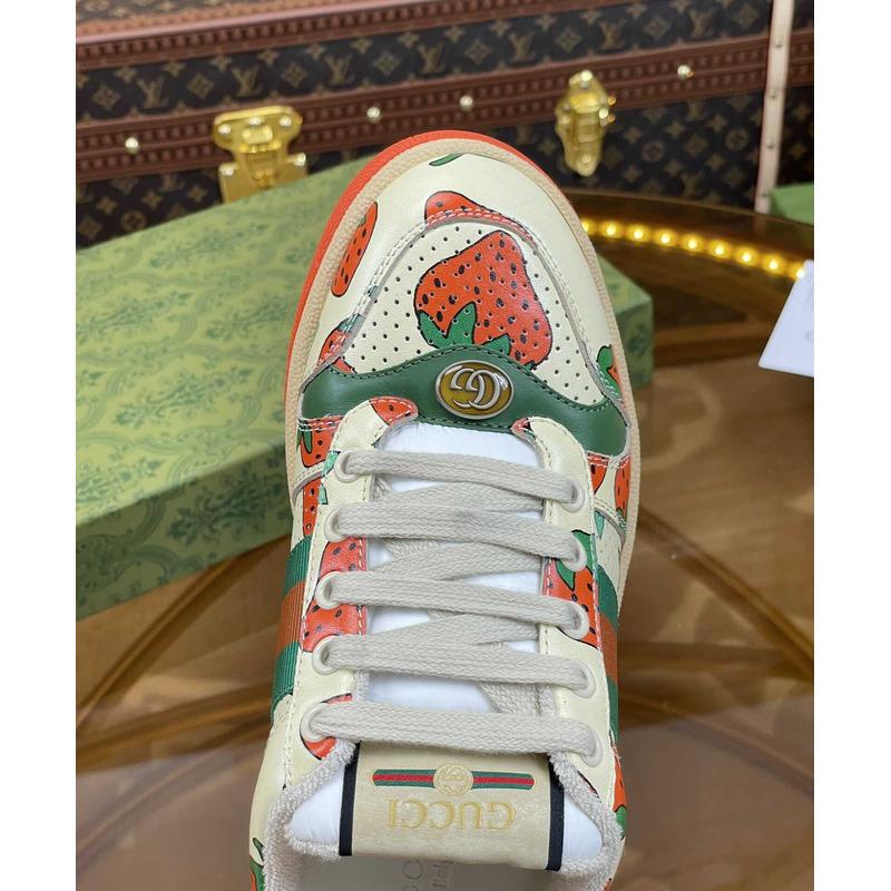G*u*i screener lace-up sneakers strawberry print