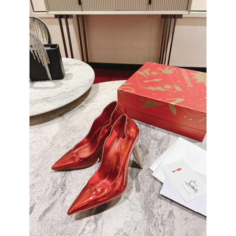 Ch**an louboutin hot chick patent leather pumps 100 red