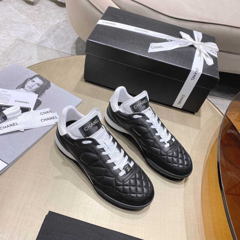 Ch*el platform casual style street style plain leather party style black