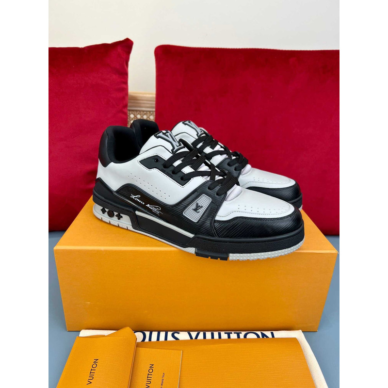 l**is V*t*n trainer sneakers black and white