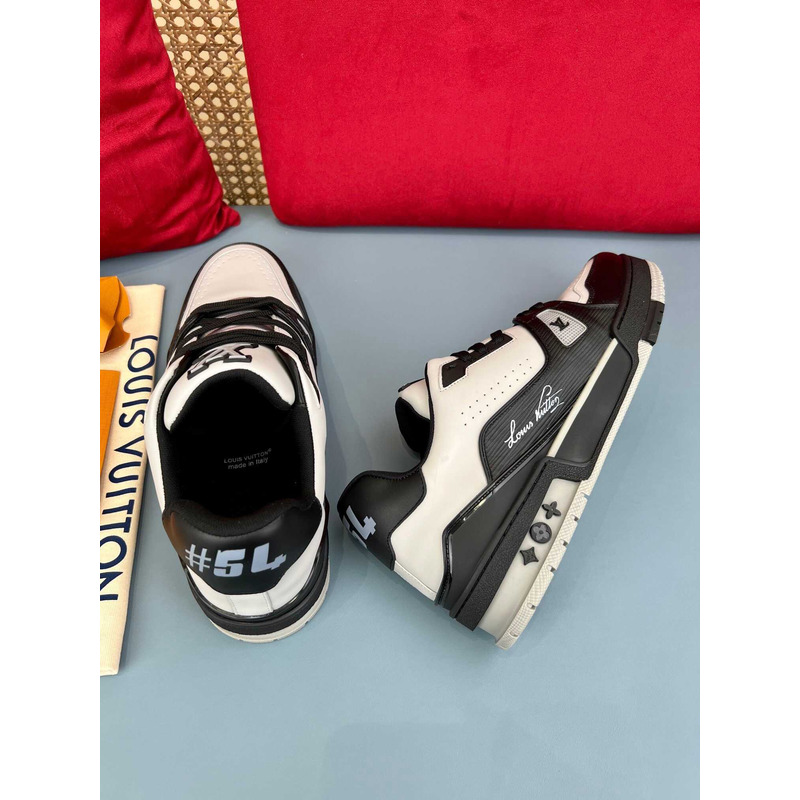 l**is V*t*n trainer sneakers black and white