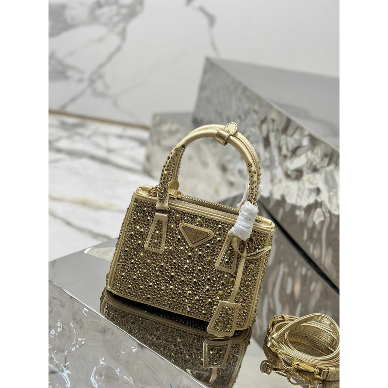 Pra*aPra*a mini galleria crystal-embellished tote bag yellow
