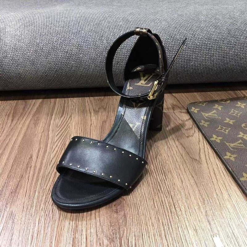 l**is V*t*n monogram casual style plain leather block heels party style