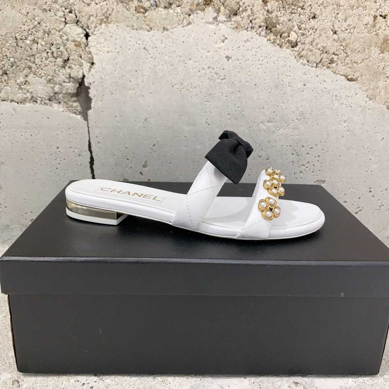 Ch*el casual style party style office style elegant style mules white