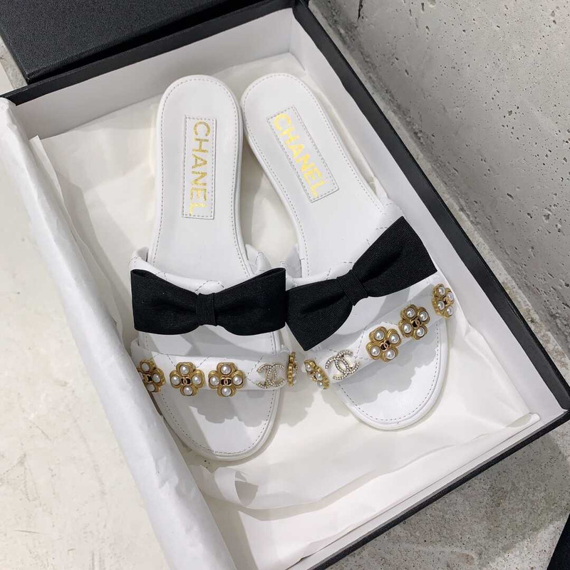 Ch*el casual style party style office style elegant style mules white