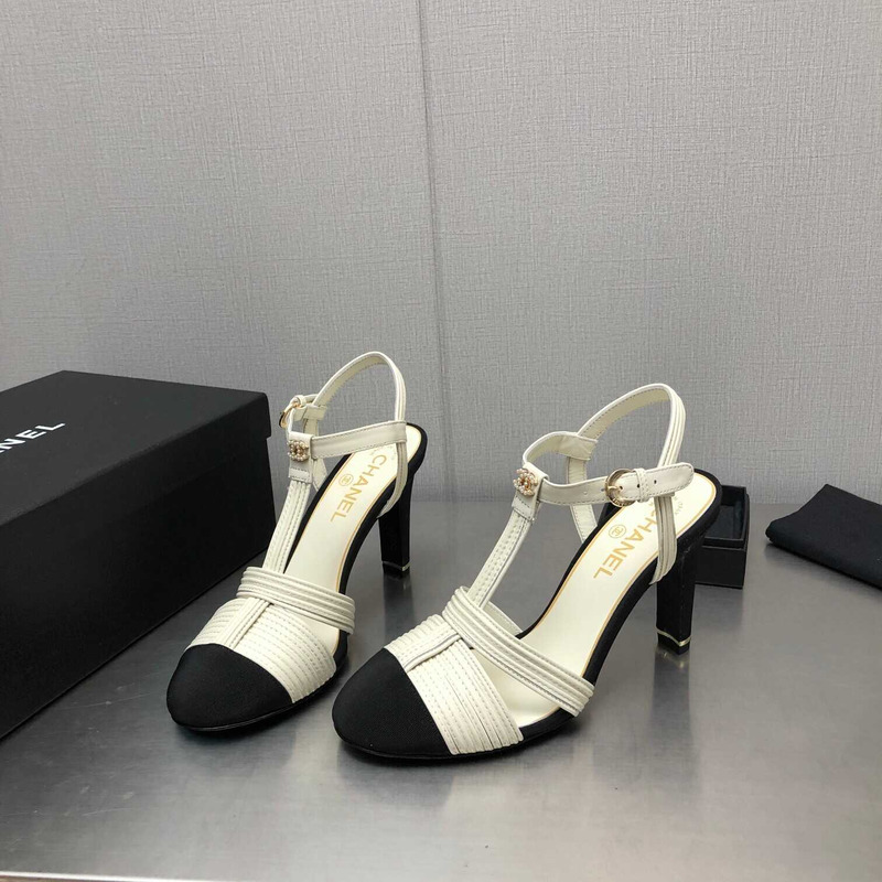 Ch*el lambskin & grosgrain black white