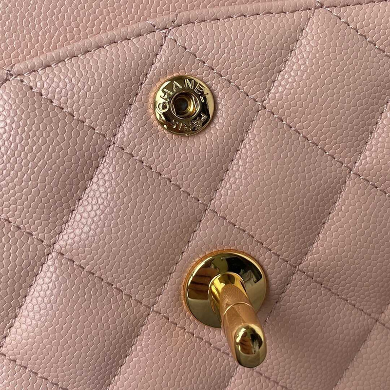 Ch*el classic flap calfskin gold hardware pink