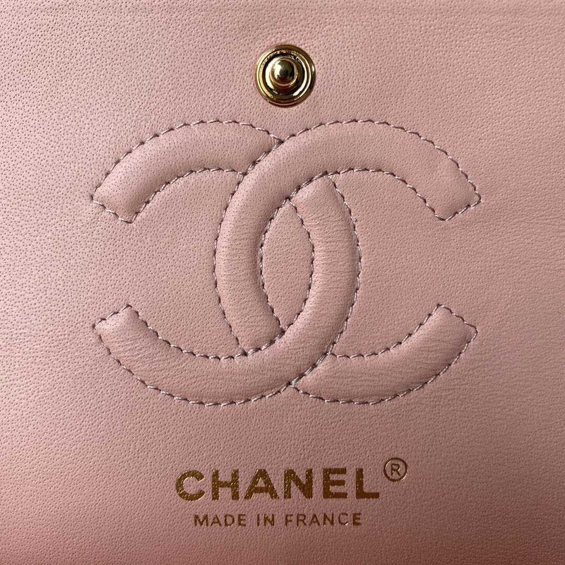 Ch*el classic flap calfskin gold hardware pink
