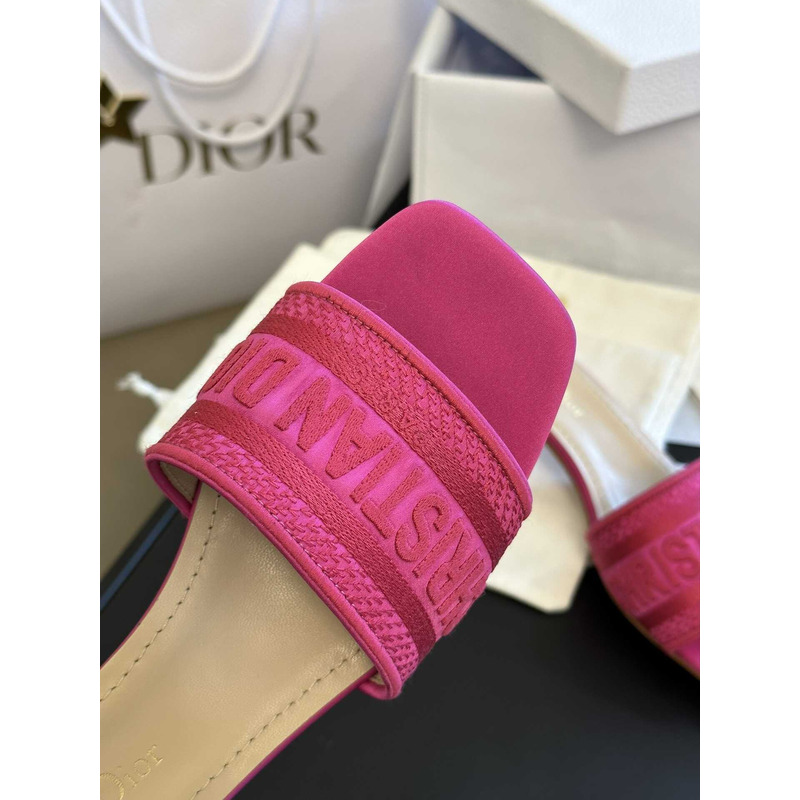 D*or dway heeled slide rani pink embroidered satin and cotton