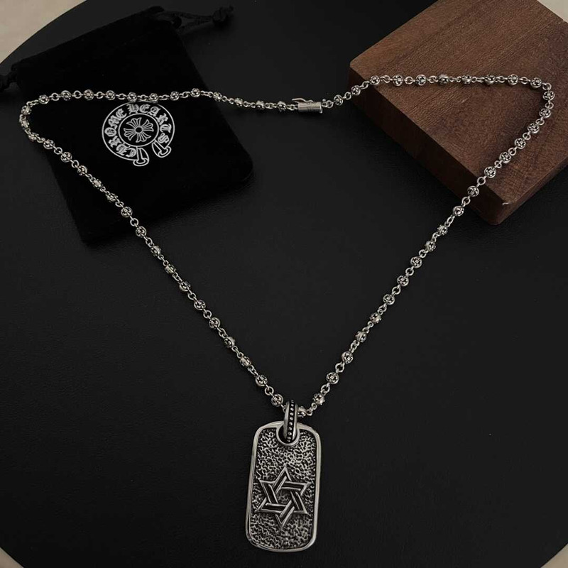 Ch*0me heart  pirate ship silver cross army brand silver necklace european and american retro ins pendant hip hop silver necklac