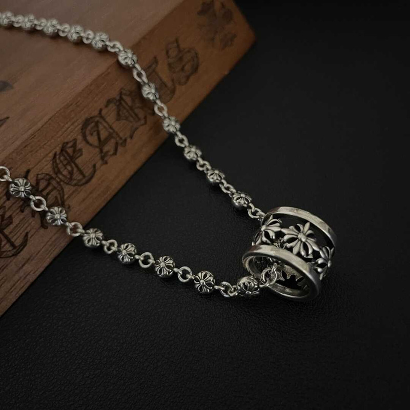 Ch*0me heart cross flower hollow ring pendant necklace cro heart style