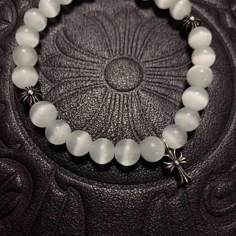 Ch*0me heart beads pendant bracelet white