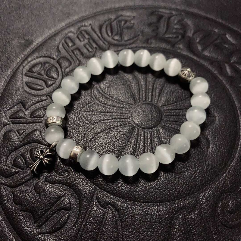 Ch*0me heart beads pendant bracelet grey