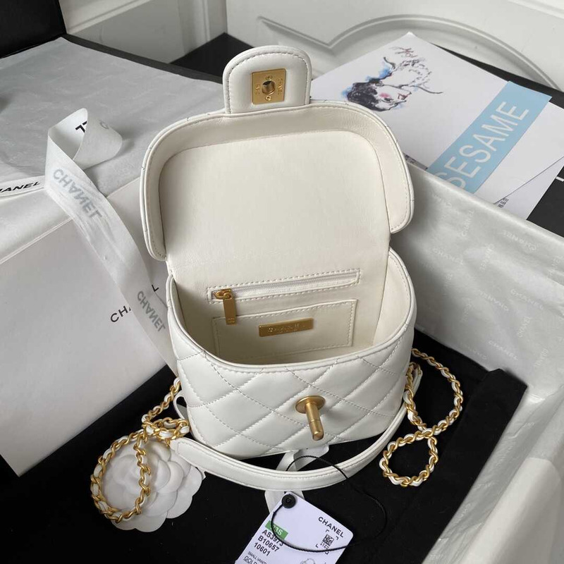 Ch*el cosmetic bag white