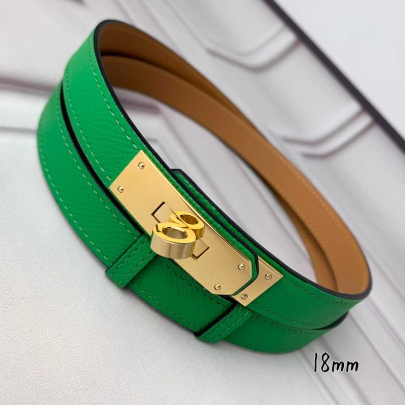 H**mes mini kelly double tour bracelet green and gold hardware