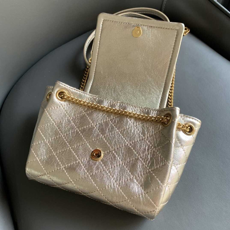 Saint Laurent Mini Nolita In Lambskin Gold