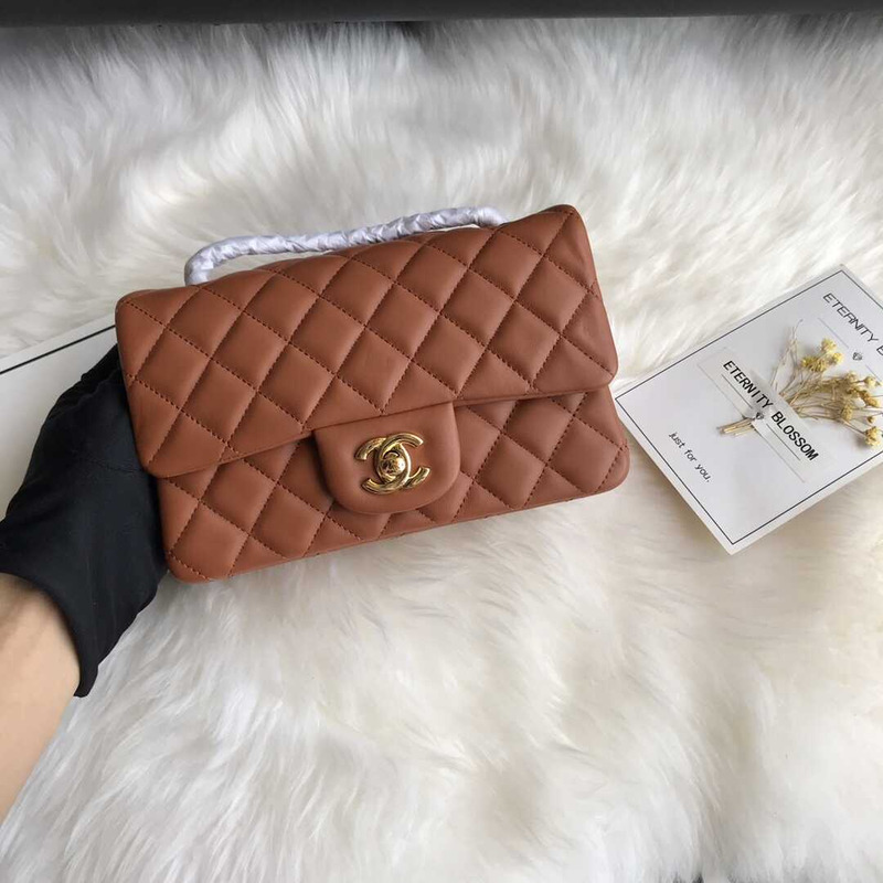 Ch*el classic flap mini shoulder bag brown