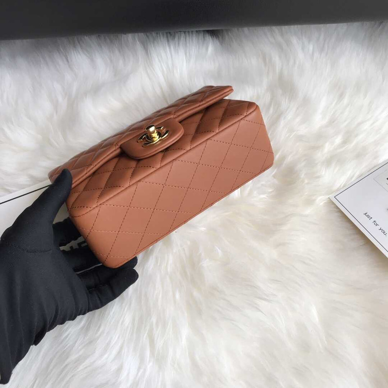 Ch*el classic flap mini shoulder bag brown