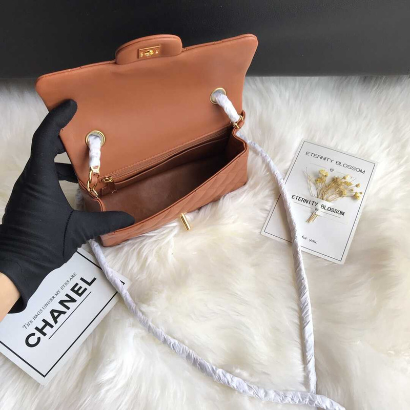 Ch*el classic flap mini shoulder bag brown