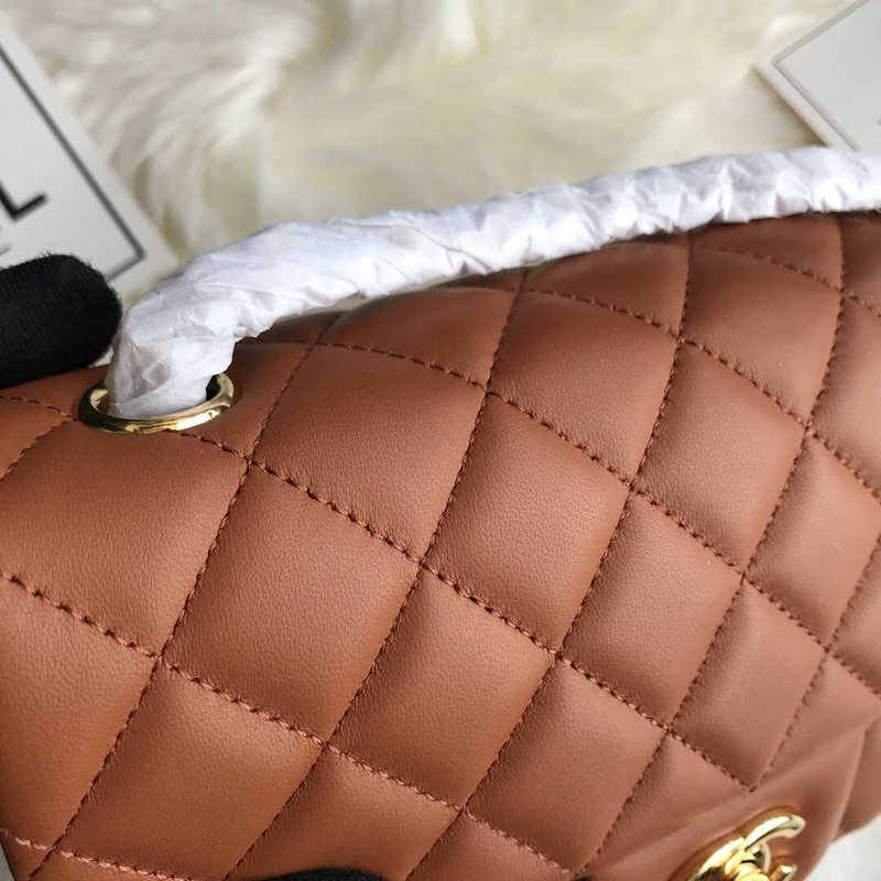 Ch*el classic flap mini shoulder bag brown