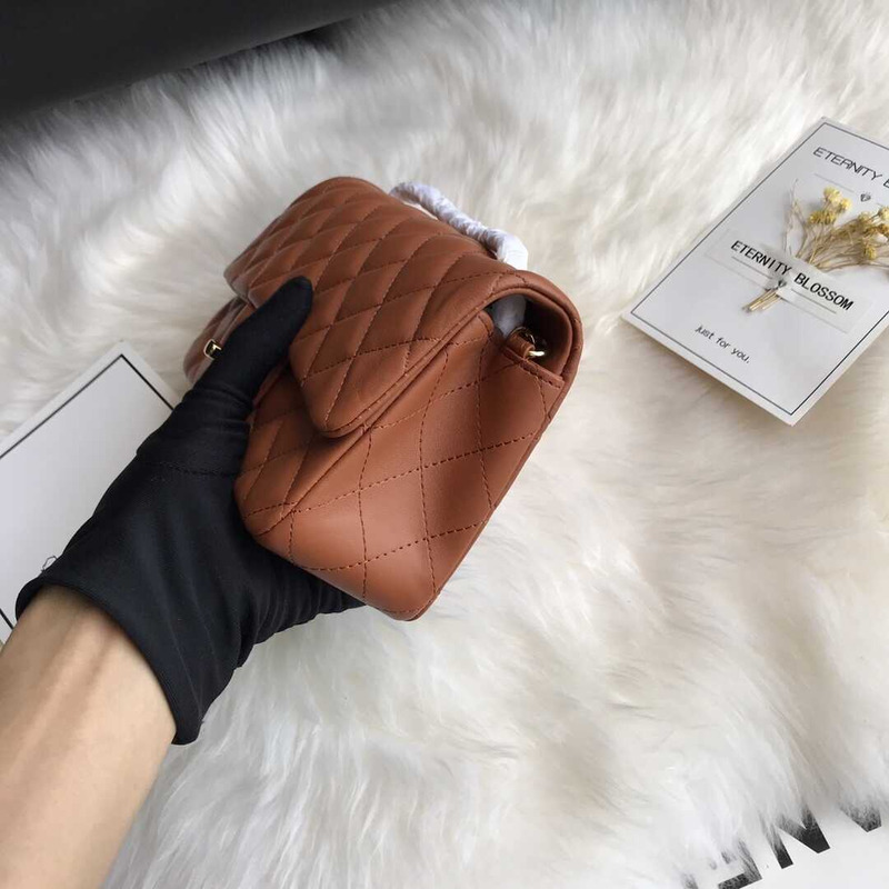 Ch*el classic flap mini shoulder bag brown