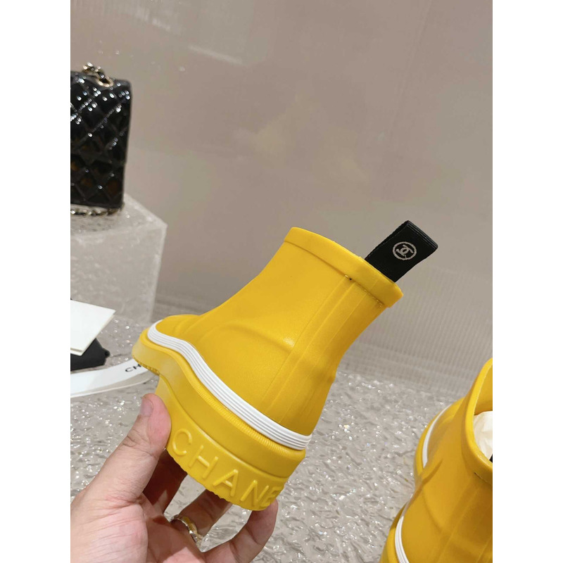 Ch*el short rain boots yellow