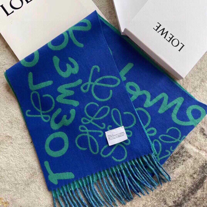 Loewe Luo Yiwei Unisex Graffiti Double-sided Scarf Blue And Green