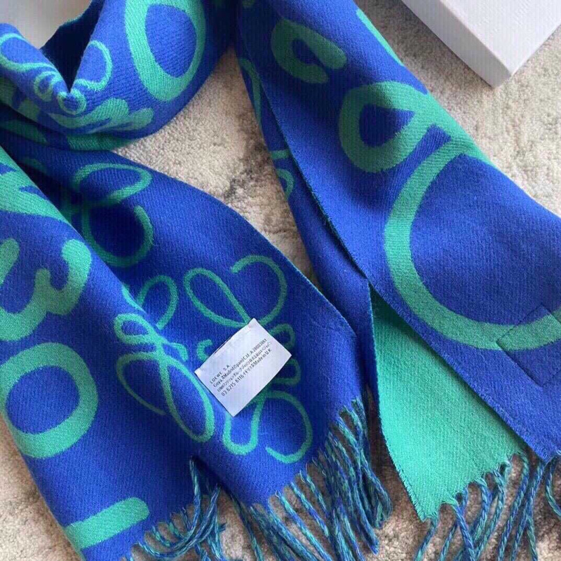 Loewe Luo Yiwei Unisex Graffiti Double-sided Scarf Blue And Green