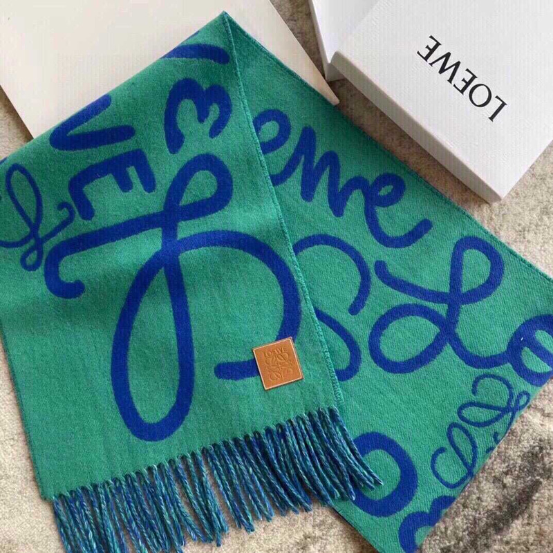 Loewe Luo Yiwei Unisex Graffiti Double-sided Scarf Blue And Green