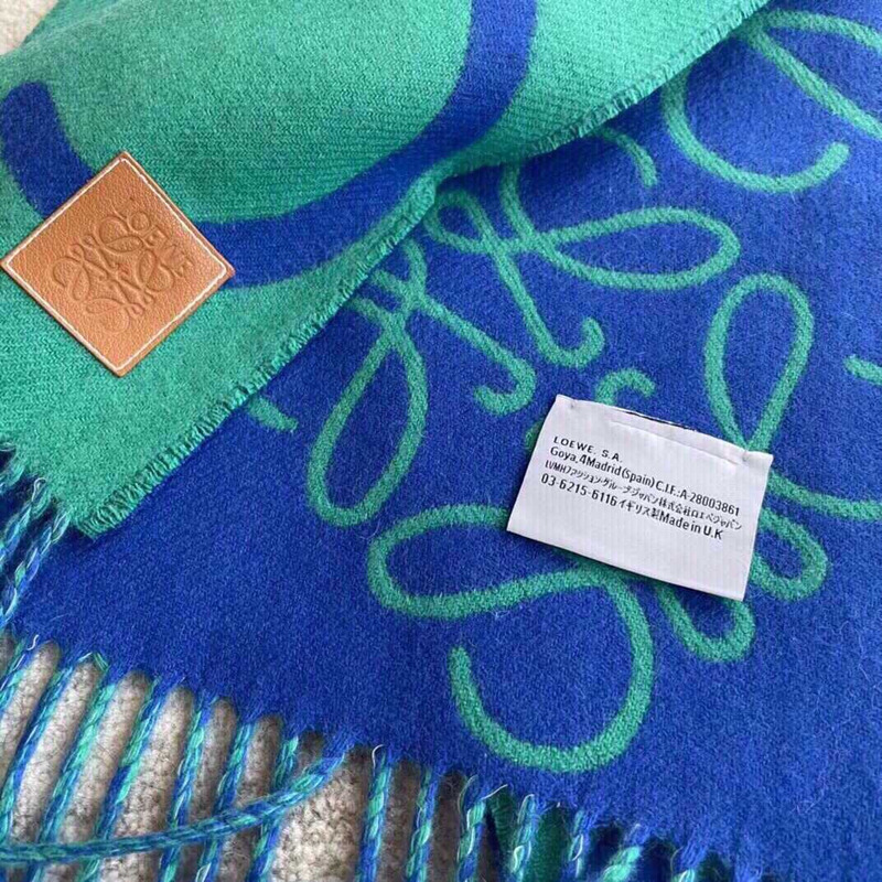 Loewe Luo Yiwei Unisex Graffiti Double-sided Scarf Blue And Green