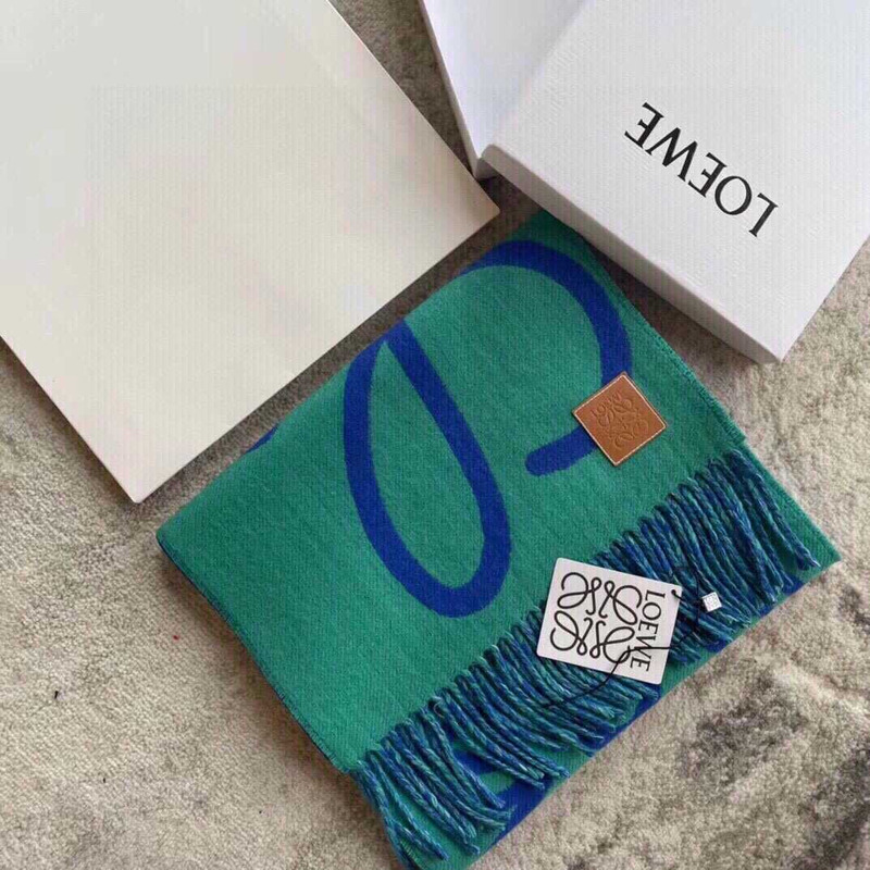 Loewe Luo Yiwei Unisex Graffiti Double-sided Scarf Blue And Green