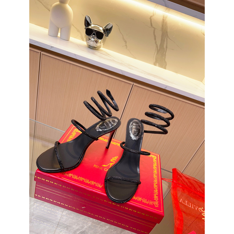 Rene Caovilla Cleo Crystal Sandals 95mm Black