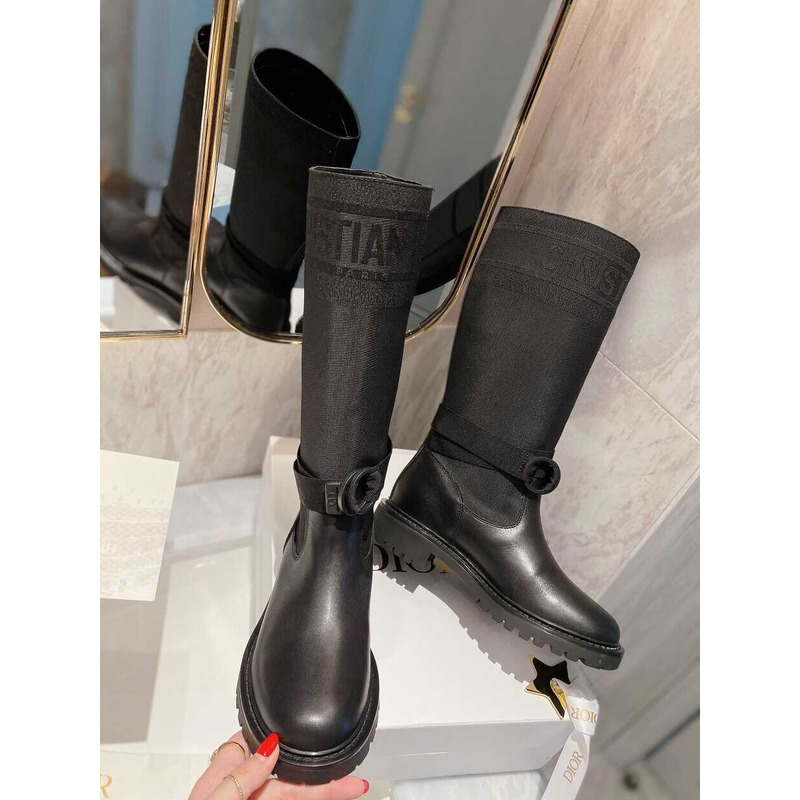 D*or d-major boot technical fabric calfskin black