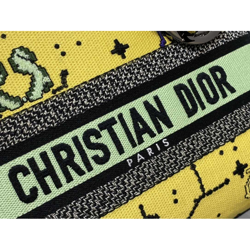 D*or medium lady d-lite bag embroidery yellow multicolor