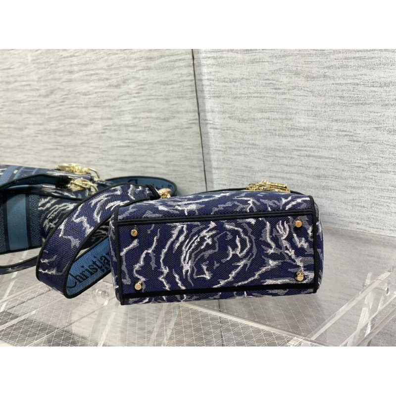 D*or medium lady d-lite bag embroidery blue multicolor