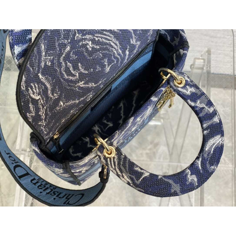 D*or medium lady d-lite bag embroidery blue multicolor