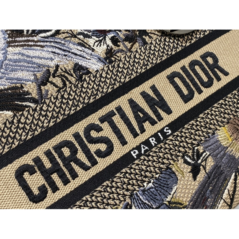 D*or  medium lady d-lite bag embroidery beige multicolor